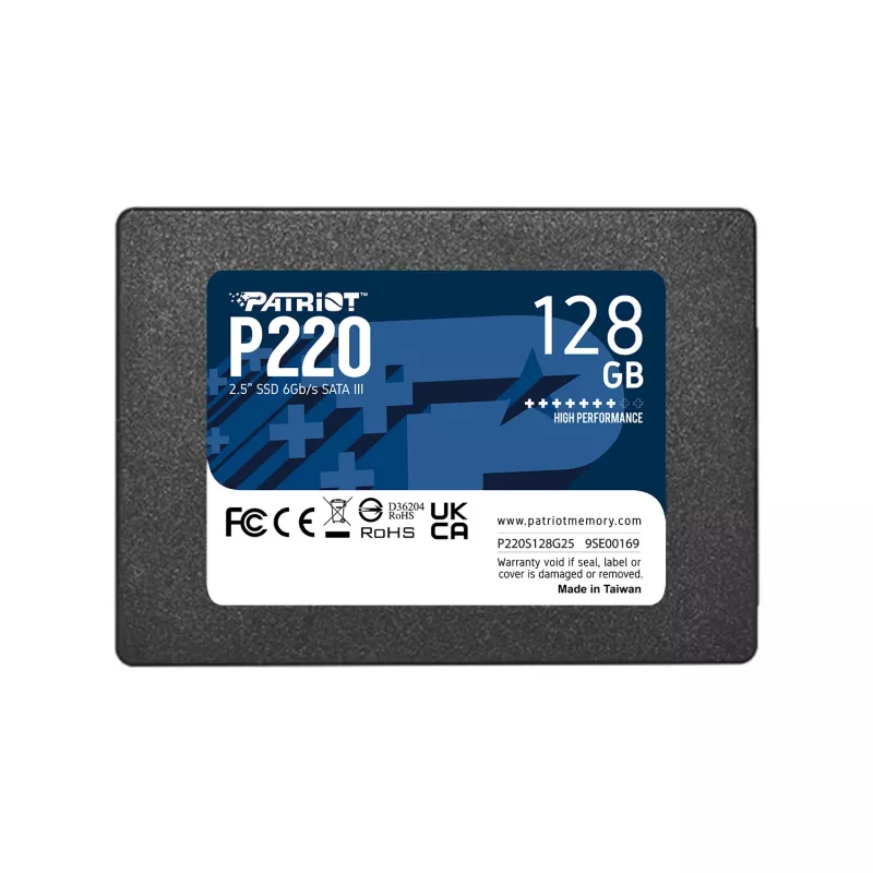 2,5 Patriot P220 128 GB (musta, SATA III 6 Gb/s, 2,5)