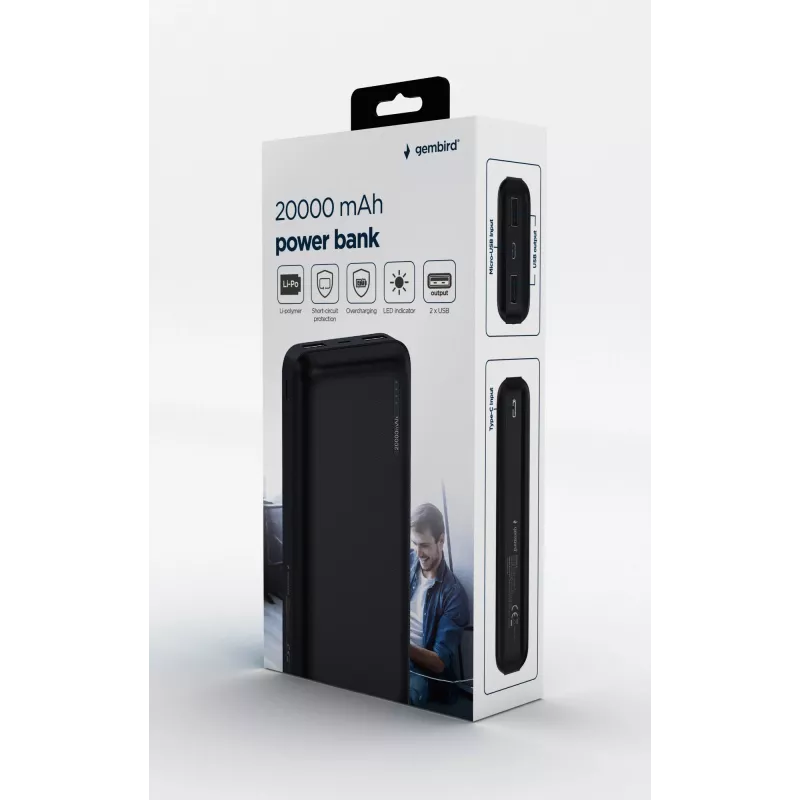 Gembird PB20-02 varavirtalähde litiumpolymeeri (LiPo) 20000 mAh musta