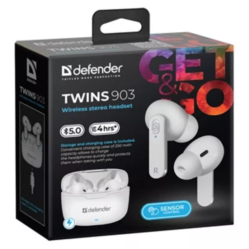 Defender TWINS 903 Bluetooth-kuulokkeet, valkoiset