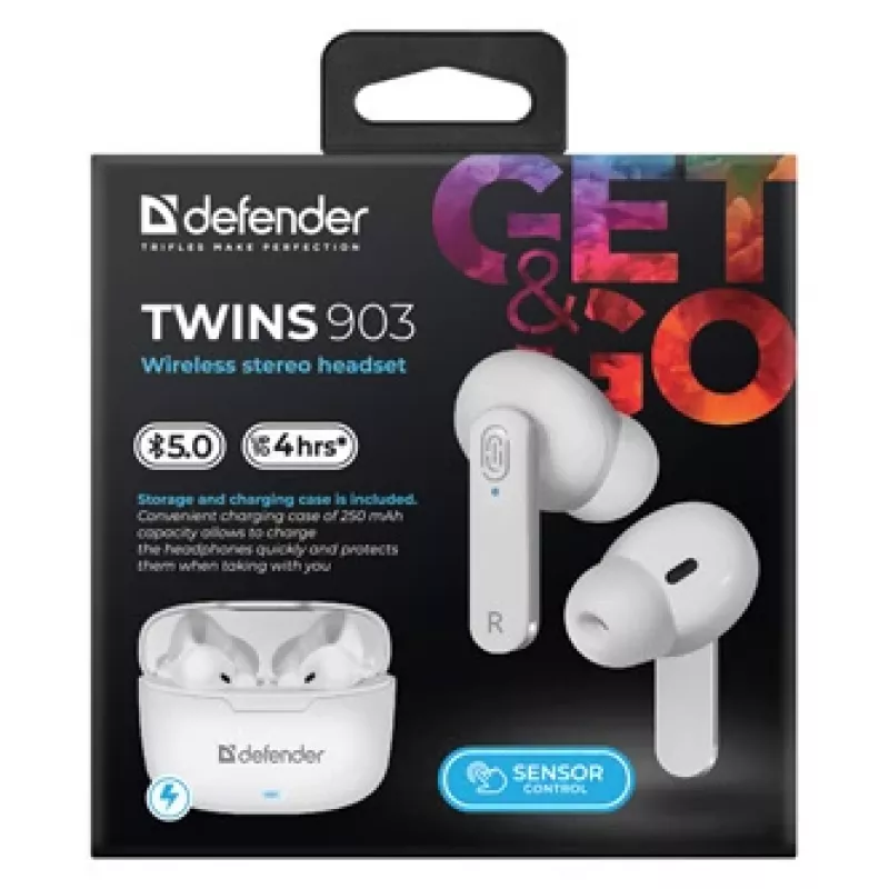 Defender TWINS 903 Bluetooth-kuulokkeet, valkoiset