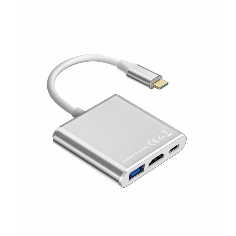 USB-C-adapteri-keskitin TB AKTBXVAU3HMPDAV — 3-in-1: HDMI + USB-A + USB-C PD, hopea