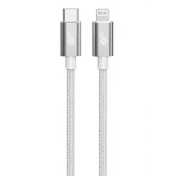 TB-kaapeli USB-C - Lightning punottu 1 m, hopea