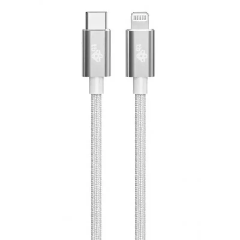 TB-kaapeli USB-C - Lightning punottu 1 m, hopea