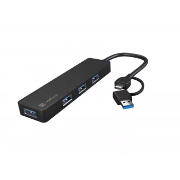 USB-keskitin NATEC Mayfly USB 3.2 Gen 1 Type-A Type-C 5000 Mbit/s musta