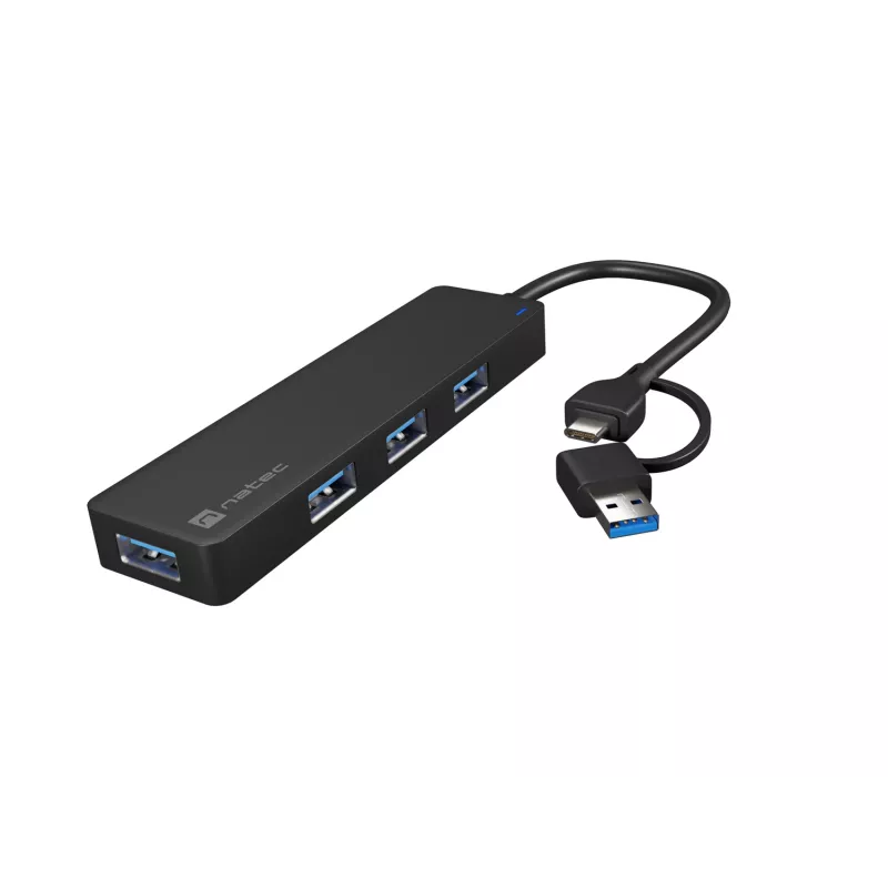 USB-keskitin NATEC Mayfly USB 3.2 Gen 1 Type-A Type-C 5000 Mbit/s musta