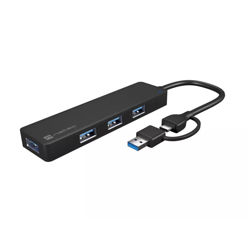 USB-keskitin NATEC Mayfly USB 3.2 Gen 1 Type-A Type-C 5000 Mbit/s musta