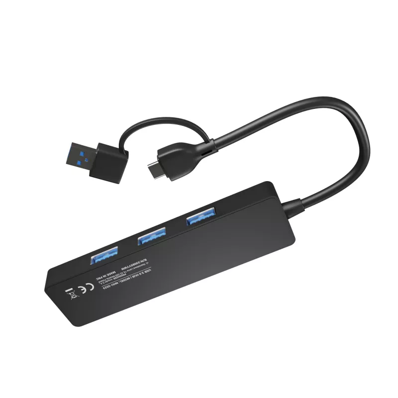 USB-keskitin NATEC Mayfly USB 3.2 Gen 1 Type-A Type-C 5000 Mbit/s musta