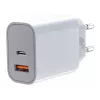 Yleislaturi 2x3A USB C + USB A Power Delivery valkoinen
