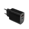Seinälaturi 2x3A USB-C + USB-A Power Delivery musta