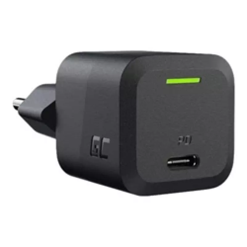 Laturi mobiililaitteille Green Cell CHARGC06, USB-C 33W, Quick Charge 3.0, AC-tulo 100–240V, musta