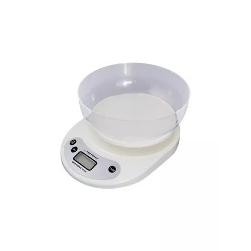 Elektroninen keittiövaaka ESPERANZA EKS007 — 5 kg kapasiteetti, 1 g tarkkuus, valkoinen
