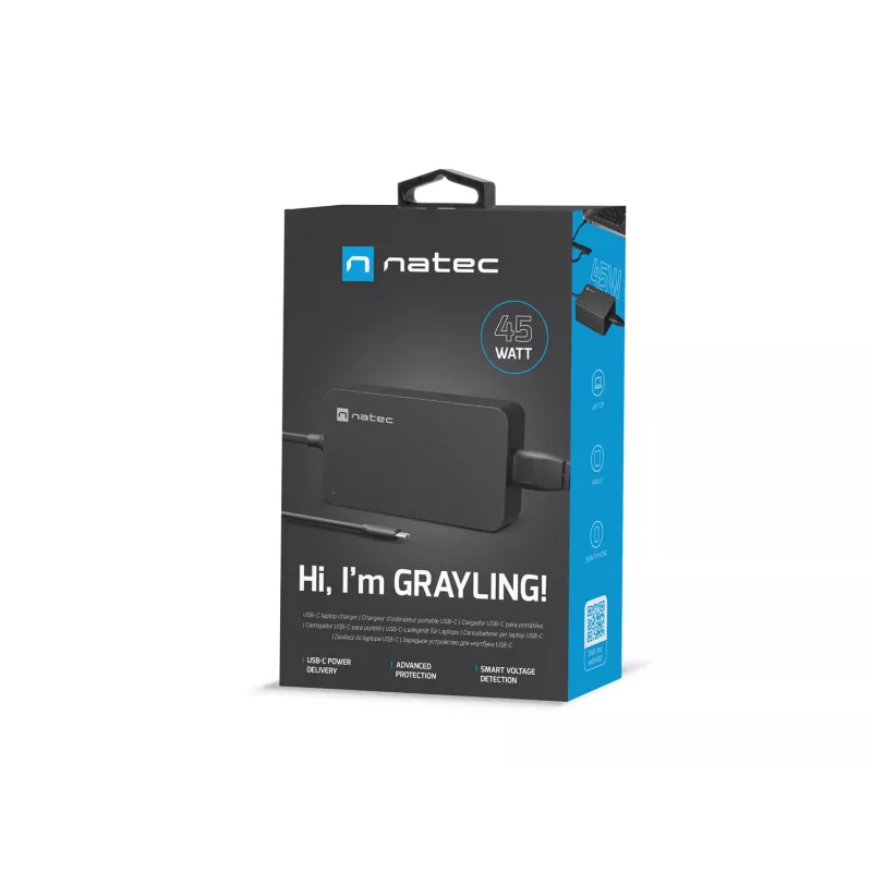 NATEC Grayling USB-C 45W virtalähde yleismalli musta