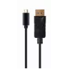 USB-näytönohjainsovitin Gembird A-CM-DPM-01 USB-C, tukee jopa 3840×2160, USB 2.0 / 3.2 Gen 2, musta, 2 m kaapeli