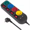 Jatkojohto MACLEAN MCE229B — 4 AC-pistorasiaa, 2× USB-A, 1,5 m kaapeli, 10 A, tyyppi F, sisäkäyttöön, musta