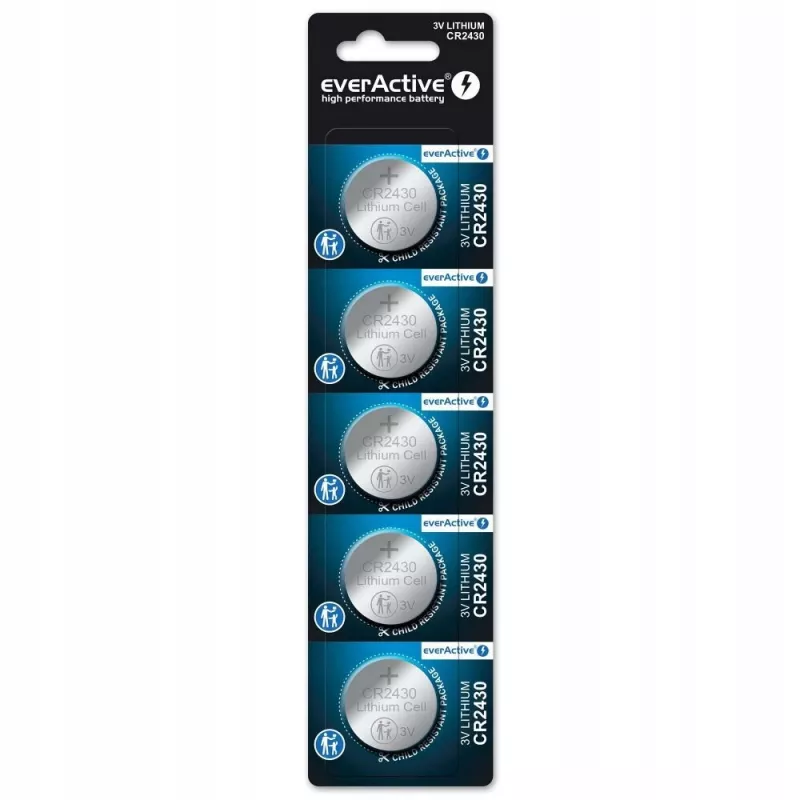 everActive CR2430 CR24305BL litiumnappiparisto 3 V, 300 mAh, 5 kpl:n pakkaus