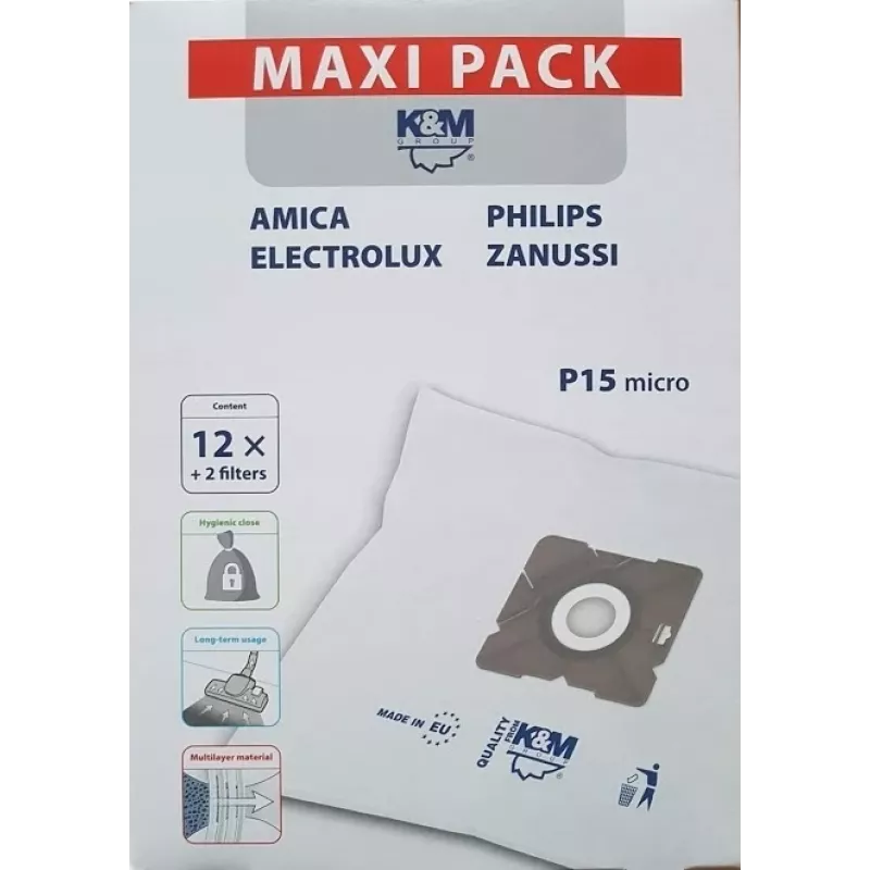 Pölynimuripussit PHILIPS CONCEPT SENCOR ZANUSSI P15 maxi KM-P15-MX (12 kpl)
