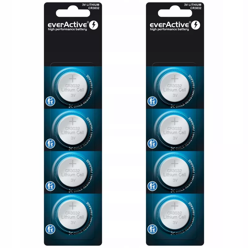 Nappilitiumparisto everActive CR3032, 3V, 580 mAh, nappiparisto, 4 kpl:n pakkaus