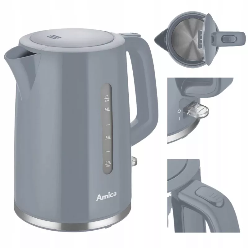 Vedenkeitin Amica 1,7 l 2200 W harmaa