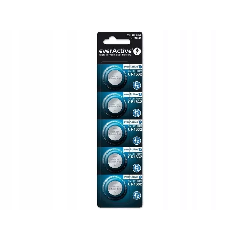 Paristo everActive CR1632 litium-kertakäyttö-nappiparisto 3 V — 5 kpl, 16 mm × 3,2 mm