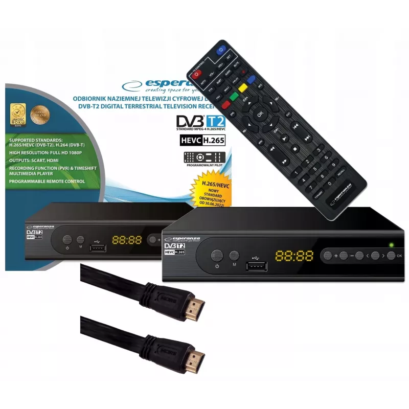 Dekooderi viritin TV DVB-T2 Hevc H.265 kaapeli HDMI