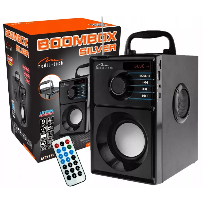 Kannettava kaiutin MEDIA-TECH MT3179, 20 W (RMS 15 W), Bluetooth 5.1, FM, MicroSD, USB, AUX, Li-Ion, 6 h, puukotelo