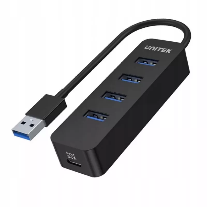 UNITEK uHUB Q4 USB 3.2 Gen 1 (3.1 Gen 1) Type-A 5000 Mbit/s musta
