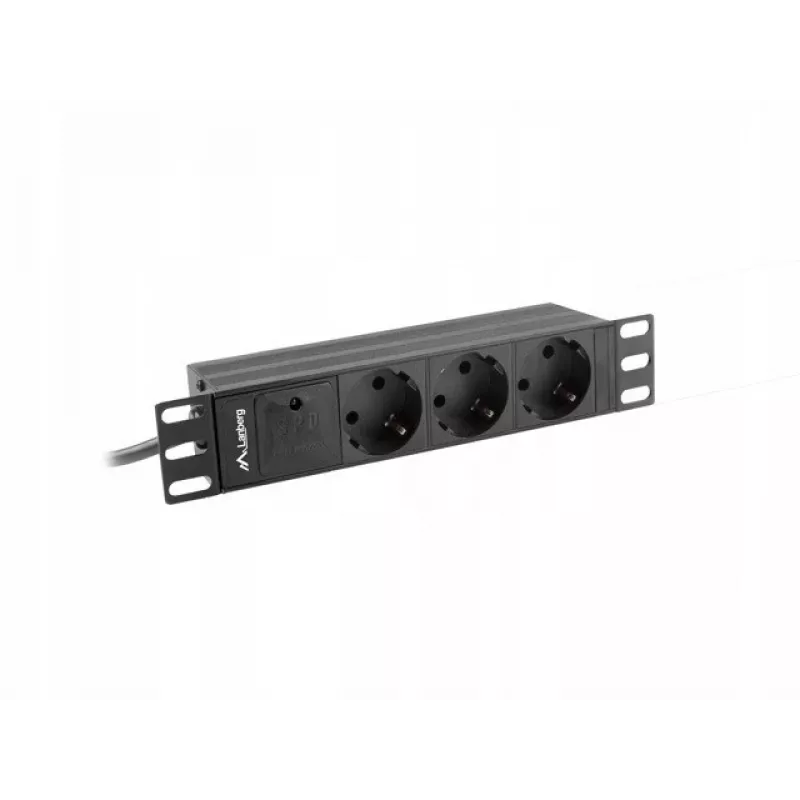 Lanberg PDU-03E-0200-BK virranjakeluyksikkö (PDU) 3 AC-lähtöä 1U musta