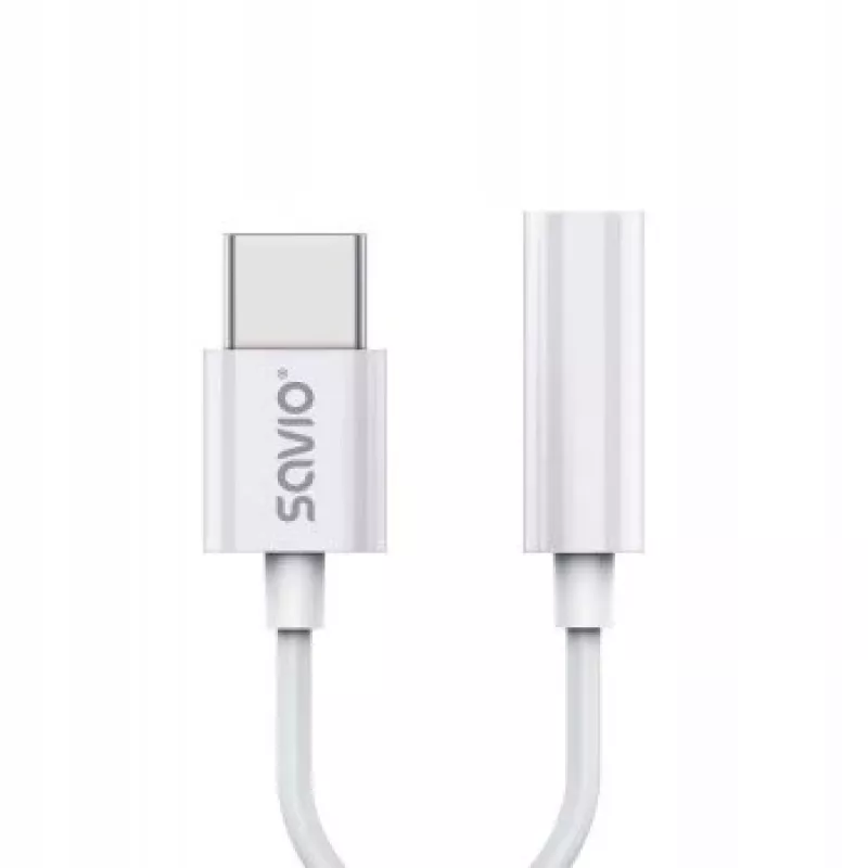 USB Type 3.1 C (M) – 3,5 mm Jack (F) audioadapteri valkoinen SAVIO AK-51