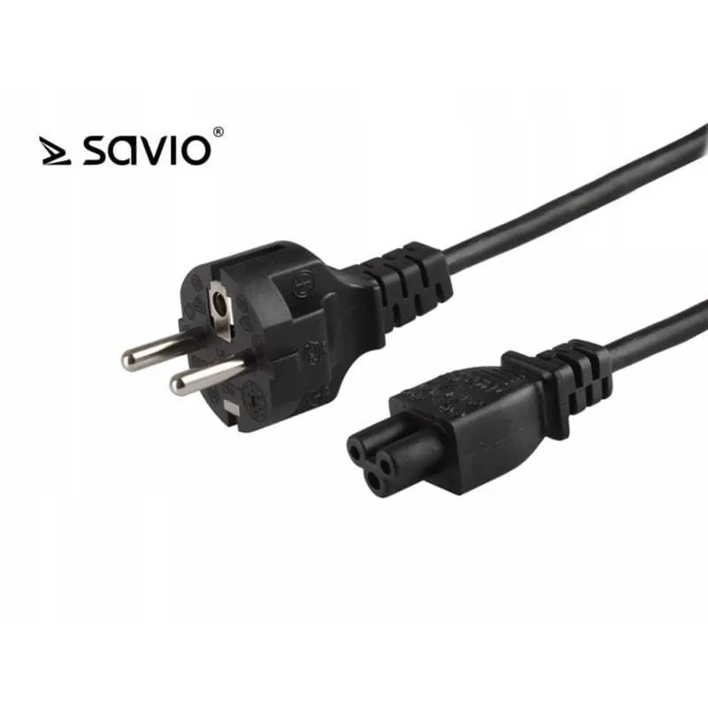Virtakaapeli SAVIO CL-67 1,2 m H03VV-F 3×0,75 mm² IEC C CEE7/7 musta