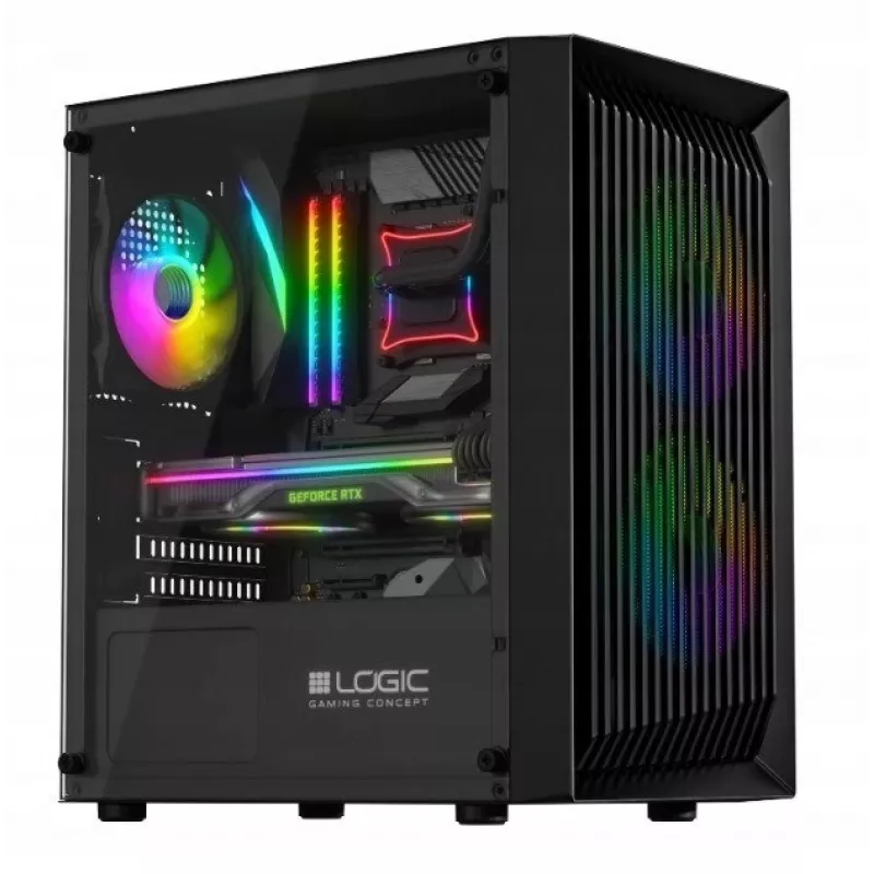 Tietokonekotelo Logic Concept Atos AM-ATOS-10-0000000-0002 ATX musta