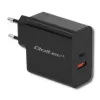 Qoltec 51716 seinälaturi 63 W, USB-C PD + USB QC 3.0, 5-20 V 1,5-3 A, musta