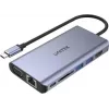 UNITEK uHUB O8+ johdollinen USB 3.2 Gen 1 Type-C -keskitin, harmaa, 100W Power Delivery