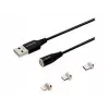 Savio CL-152 USB-kaapeli 1 m USB 2.0 USB C Micro USB A/Lightning musta