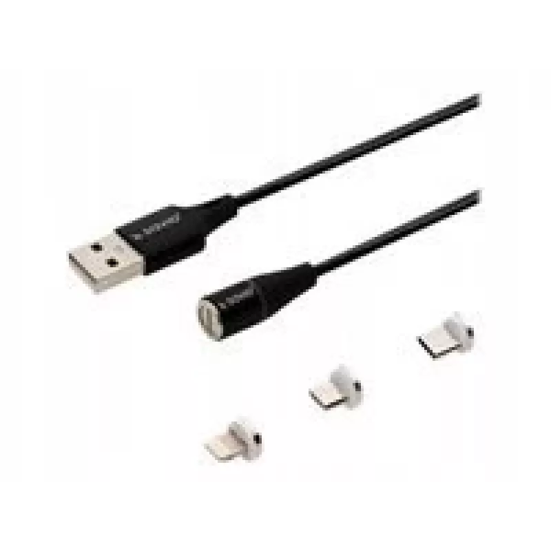 Savio CL-152 USB-kaapeli 1 m USB 2.0 USB C Micro USB A/Lightning musta