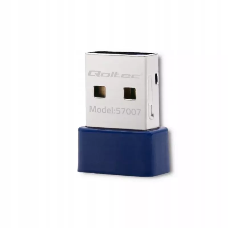 Kompakti langaton mini-USB-WLAN-sovitin QOLTEC 57007 – Single-Band 2,4 GHz, jopa 150 Mbit/s, sisäinen antenni