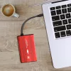 HDD/SSD-kotelo QOLTEC 51860 2,5 tuuman SATA III -asemille, USB Type-A, 5 Gbit/s, alumiini, punainen