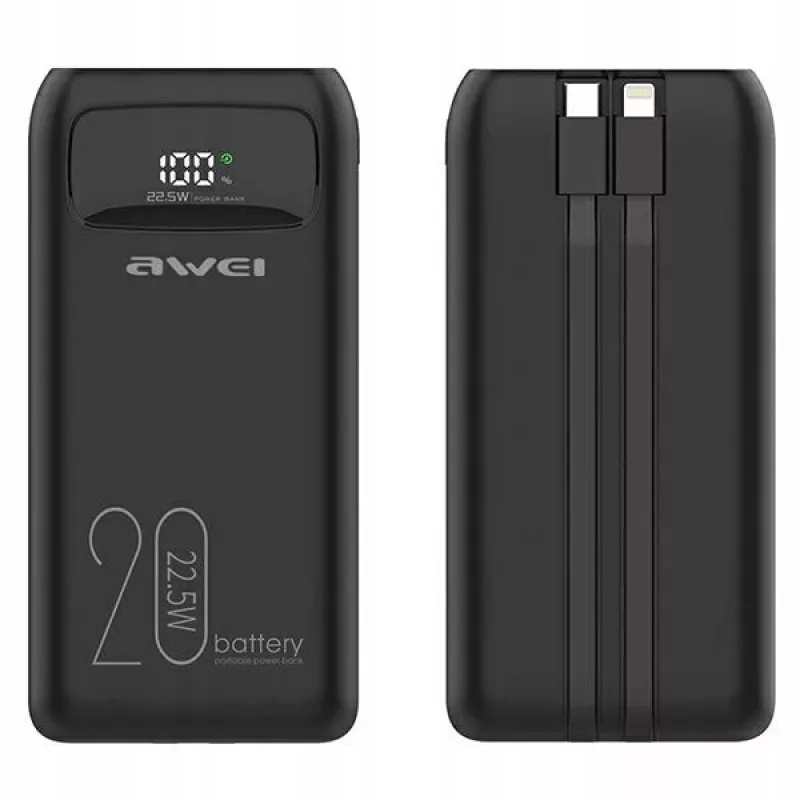 Powerbank 20000mAh P169 K 22.5W USB-C + Apple kaapeli