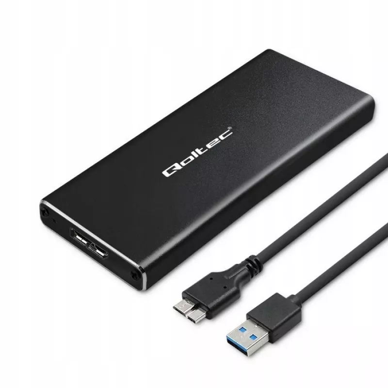 M.2 SATA SSD-kotelo QOLTEC 51854 USB 3.0 työkaluton