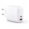 Seinänturvalaturi Aukey PA-B3 valkoinen GaN 65W USB-C / USB-A pikalaturi