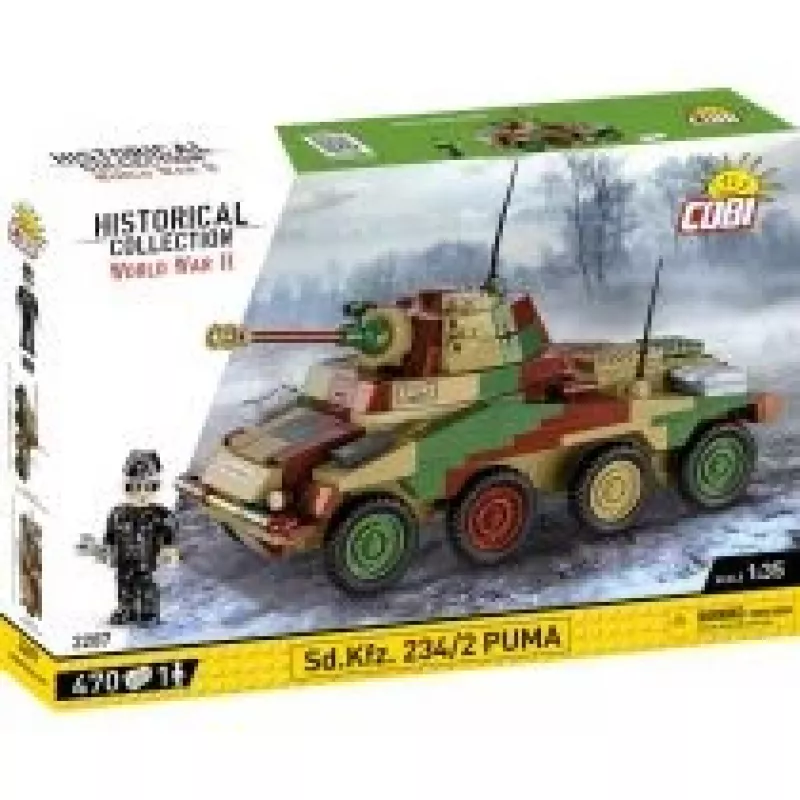 Cobi Historical Collection WWII Sd.Kfz 234/2 Puma ajoneuvo, monivärinen