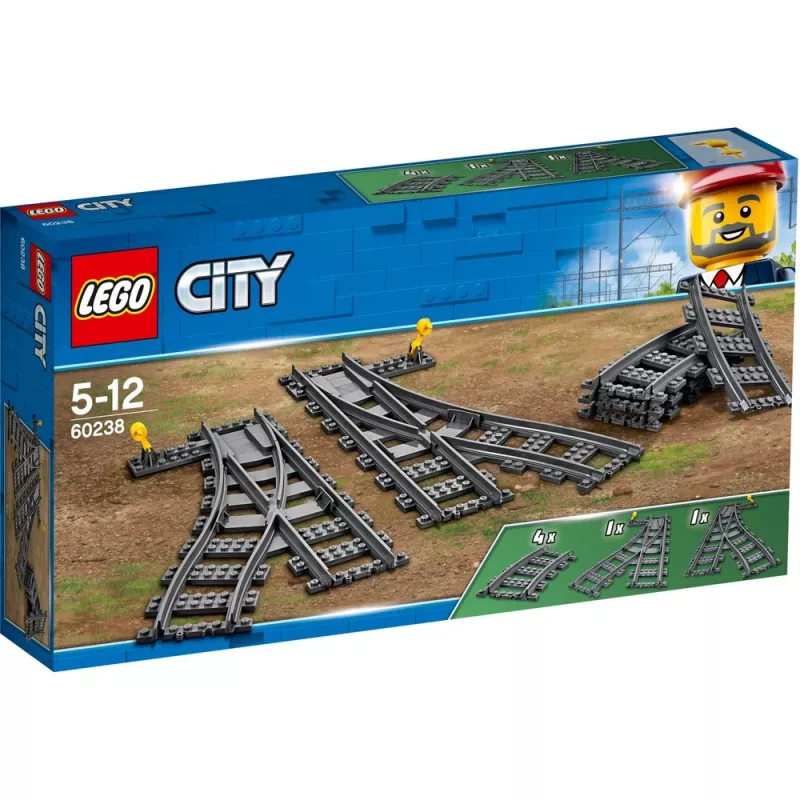 Rakennussarja LEGO City 60238 – raiteenvaihde ja tarvikkeet leikkisarjoihin