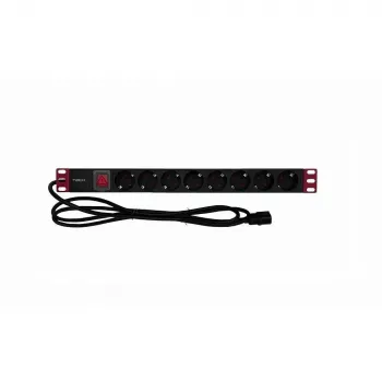 Rack-pistorasia TECHLY 365733 1U — 8× Schuko-pistorasiaa, 2 m johto