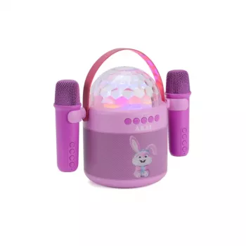 AKAI JoyBox Kids karaokesetti Bluetoothilla, USB:llä, microSD:llä, AUX:lla, FM-radiolla, RGB-valoilla, äänenmuuntimella, kaapelimikrofonilla, ladattavalla 1200mAh akulla, 5W RMS