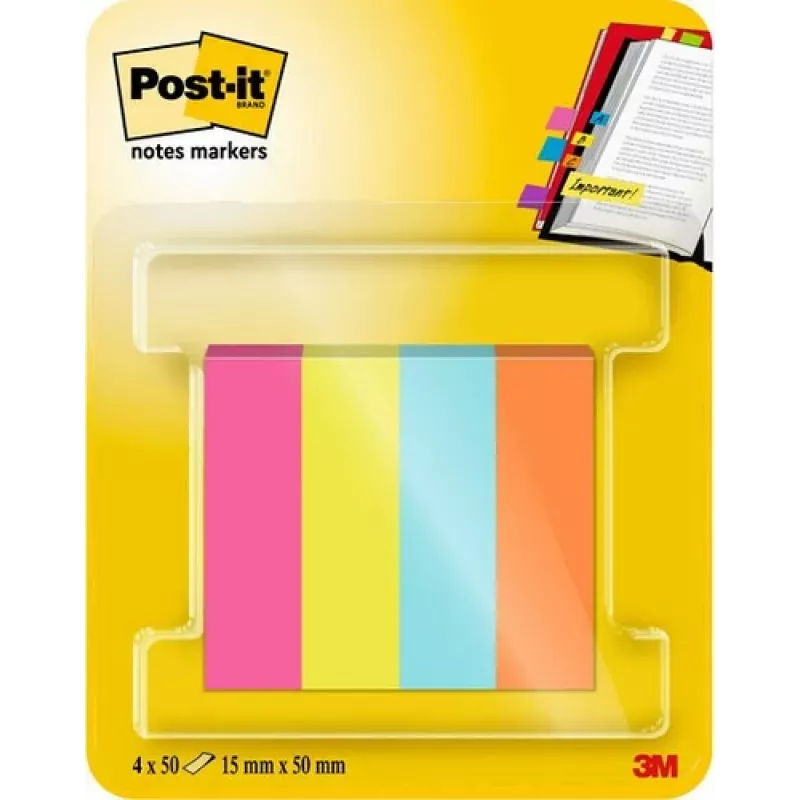 3M Post-it sivumerkki 670-4-POP assorted 4x50 arkkia/pakkaus