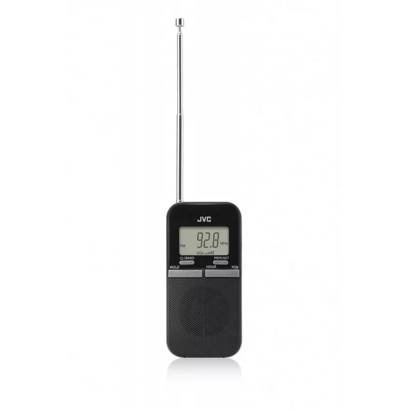 JVC RAE411B kannettava AM/FM-radio analogivirittimellä, musta