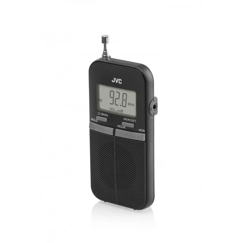 JVC RAE411B kannettava AM/FM-radio analogivirittimellä, musta