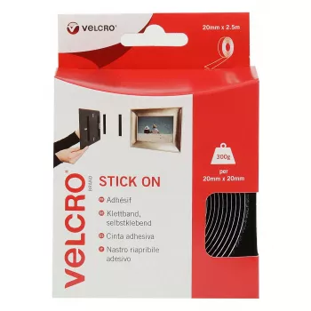 VELCRO VEL-EC60215 itseliimautuva tarranauha, 20 mm x 2,5 m, musta