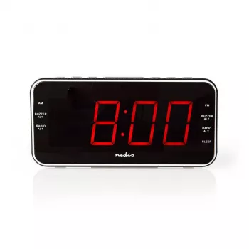 Nedis CLAR004BK radiokello LED-näytöllä, FM-viritin, kaksoisherätys, projektio, AUX, musta