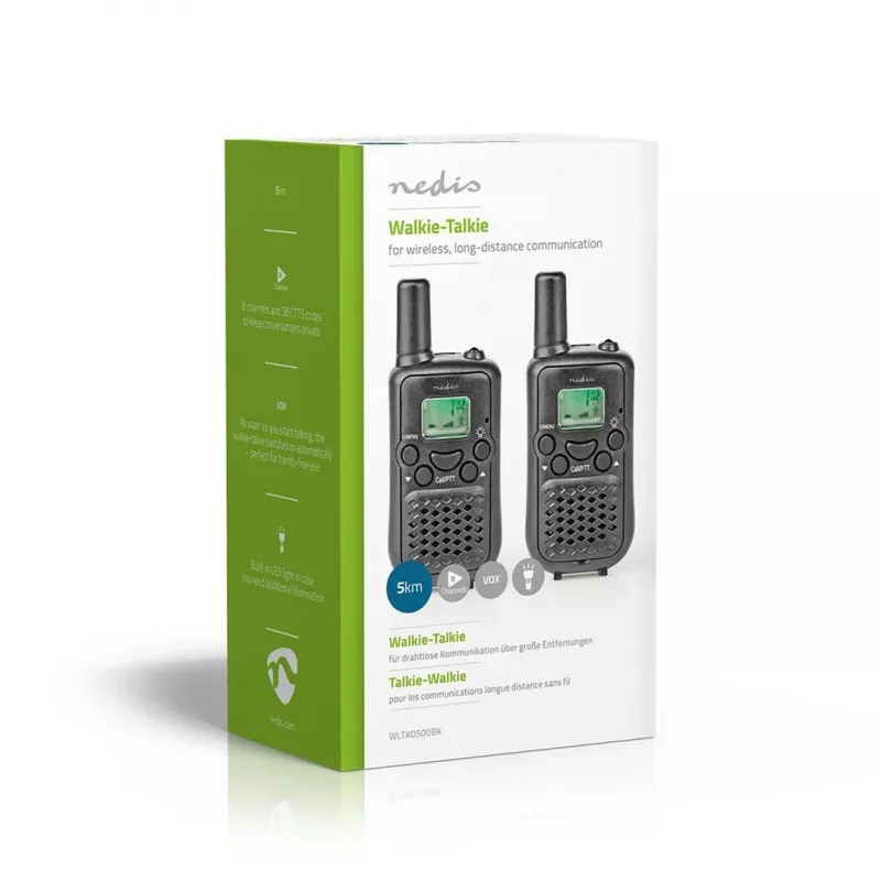 Nedis radiopuhelinsarja WLTK0500BK 5 km kantama 8 kanavaa PMR446