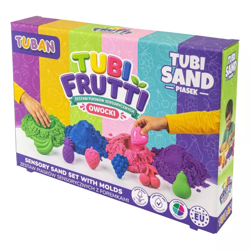 TUBAN Sensory Sand - Tubi Frutti setti 1 kg monivärinen hedelmäinen tuoksu
